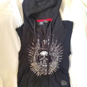 Harley Davidson hoodie muscle vest with zipper